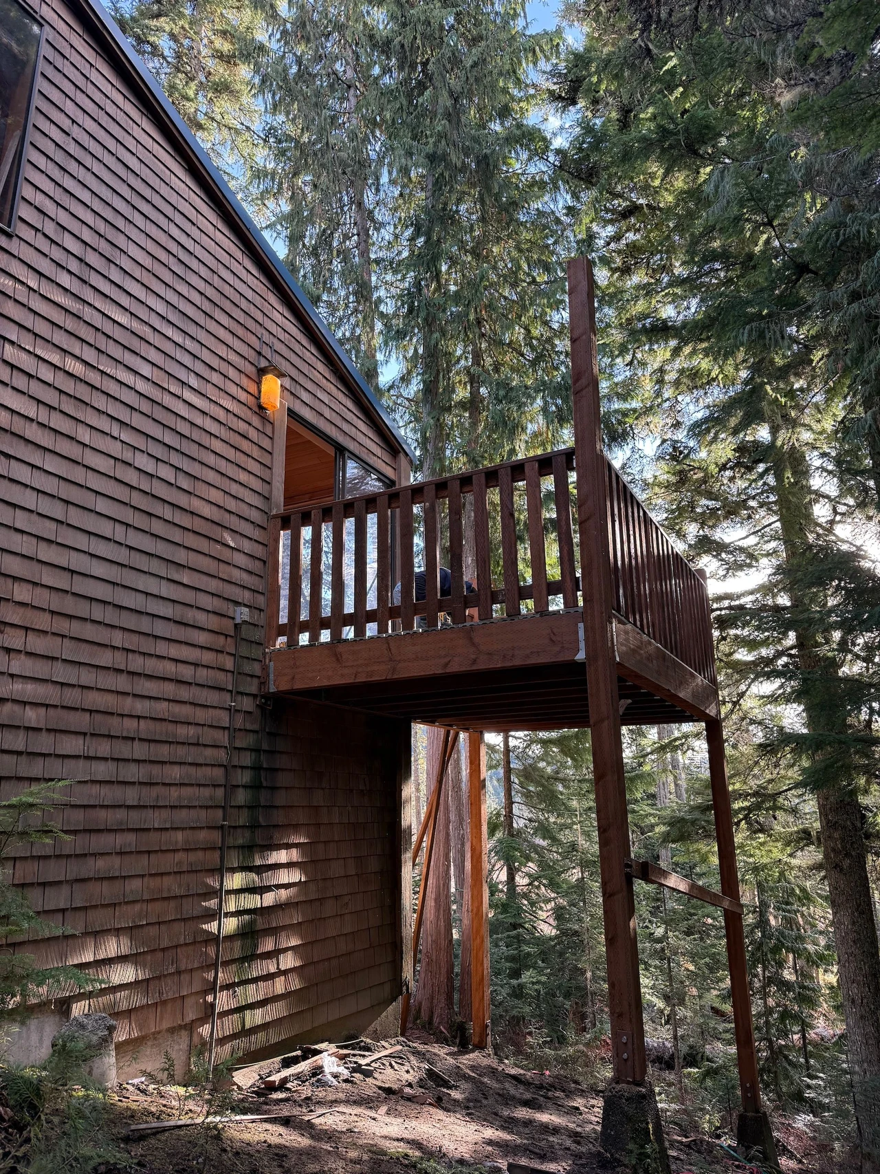 High standing deck on a brown house