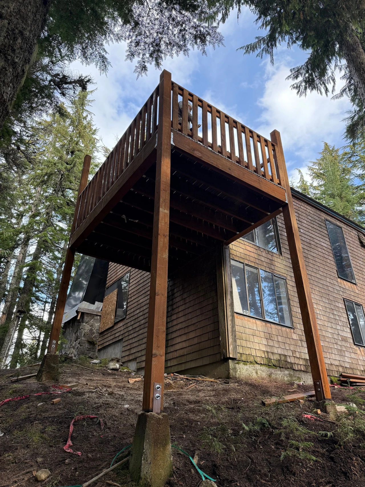 View of a 2 floor deck over a hillside