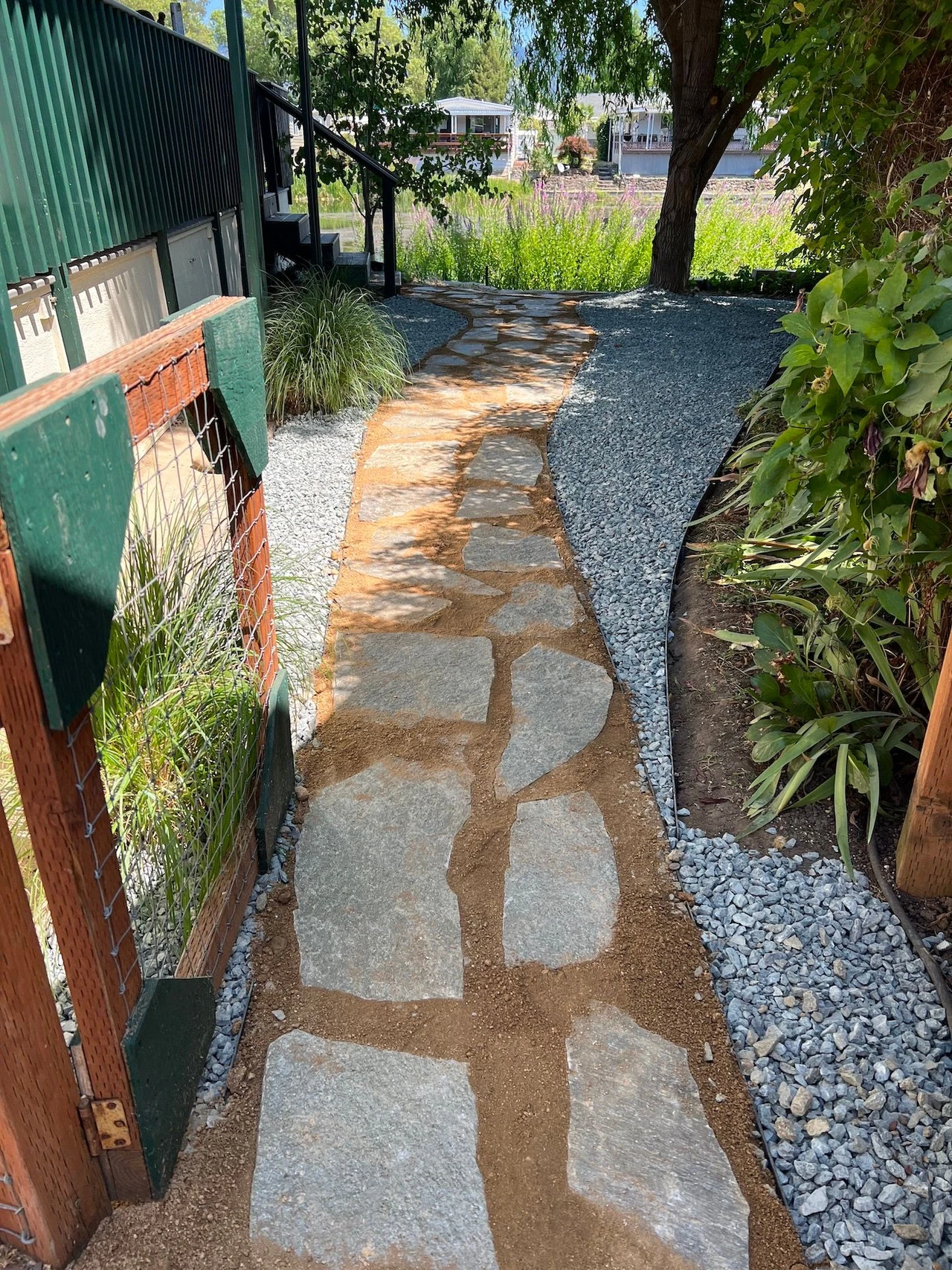 Stone path with gravel outside