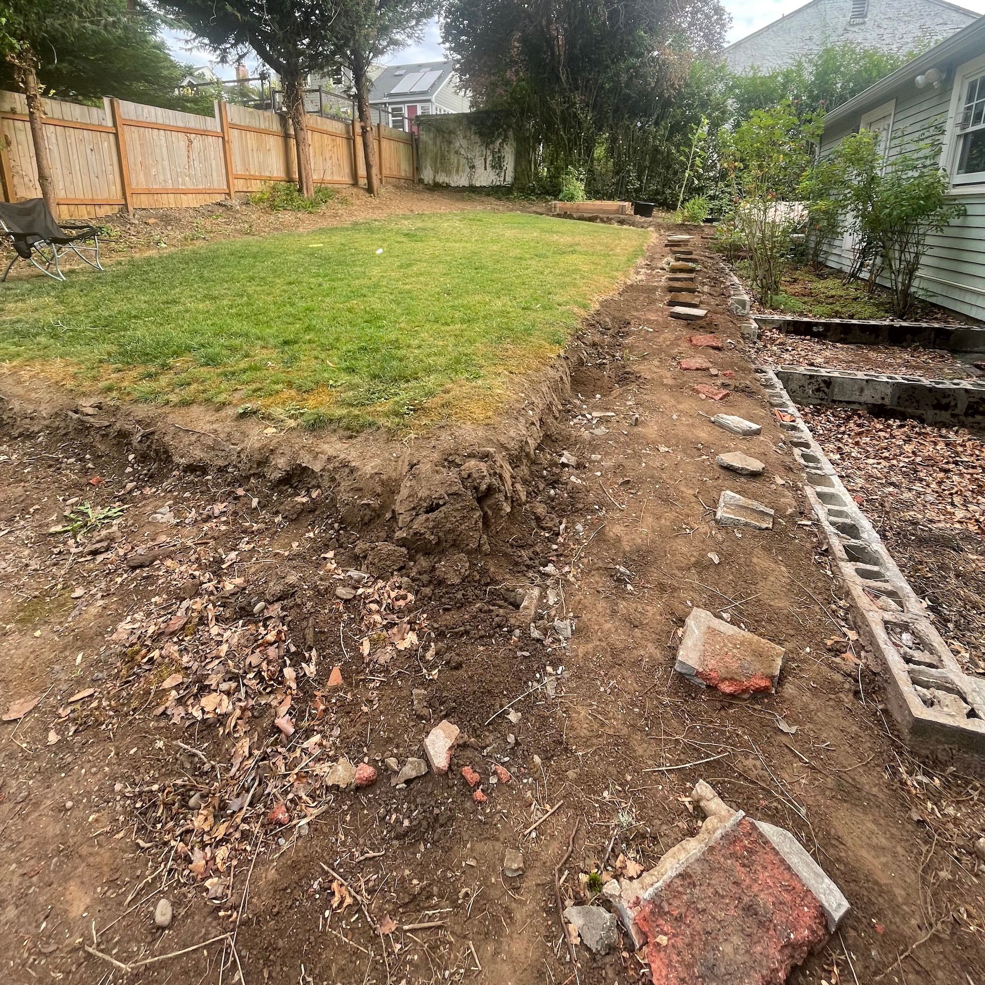 start of a backyard construction site